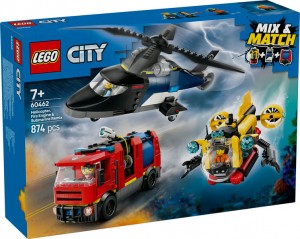 Конструктор LEGO® CITY Great Vehicles Ремікс вертольотів, пожежних машин і підводних човнів